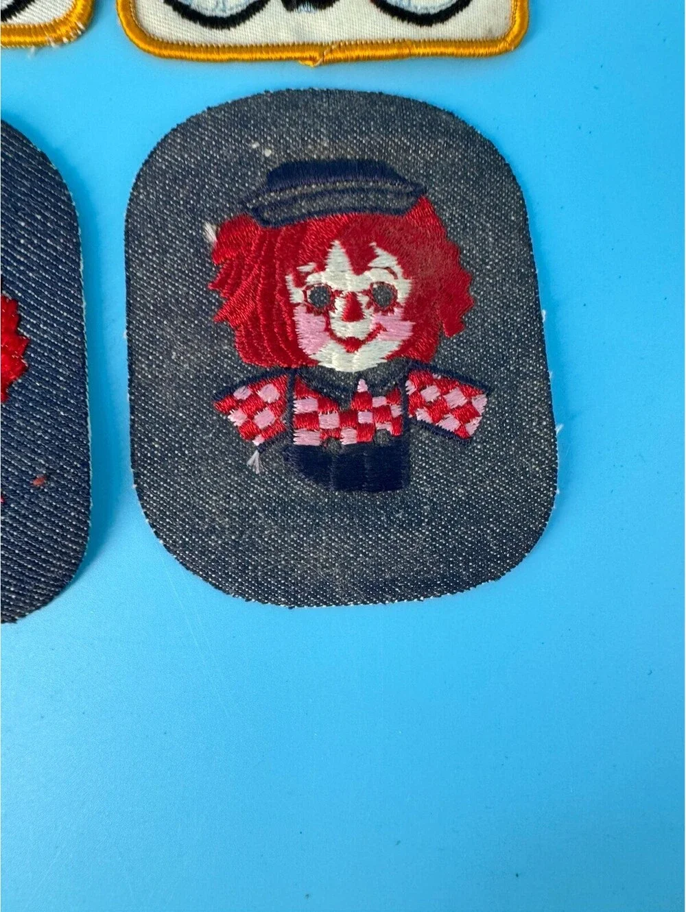 Vintage Raggedy Ann & Andy Embroidered Sew-On Patch Lot of 6 Denim Material